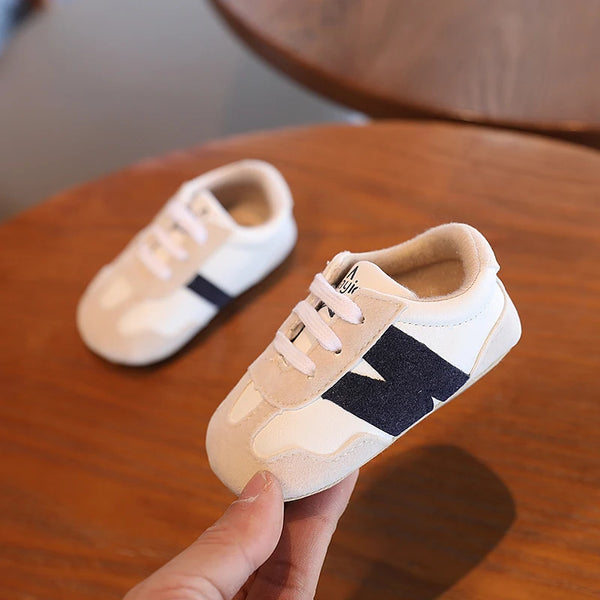 0-18 Months Newborn Baby Classic Sneakers Letters Splicing Baby Casual Shoe Anti-slip Hundred Walking Baby Boys Girls Baby Shoes